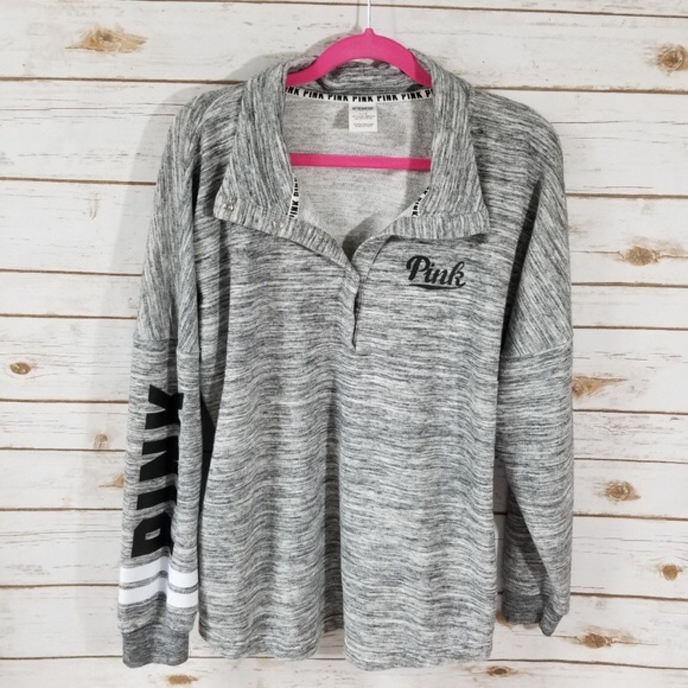PINK gray quarter button down